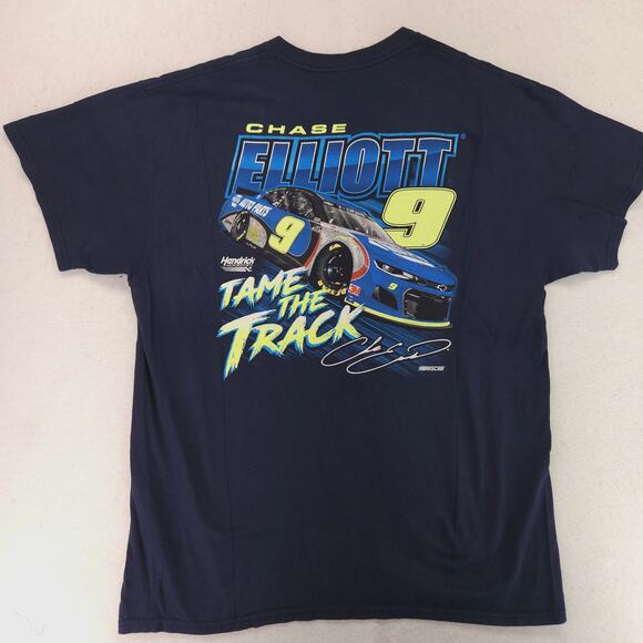 NASCAR Chase Ellioet 9 Graphic Short Sleeve Racing T Shirt Mens Size L Navy Blue - Picture 9 of 9
